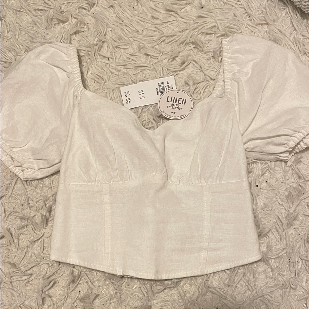 Hollister White Linen Top